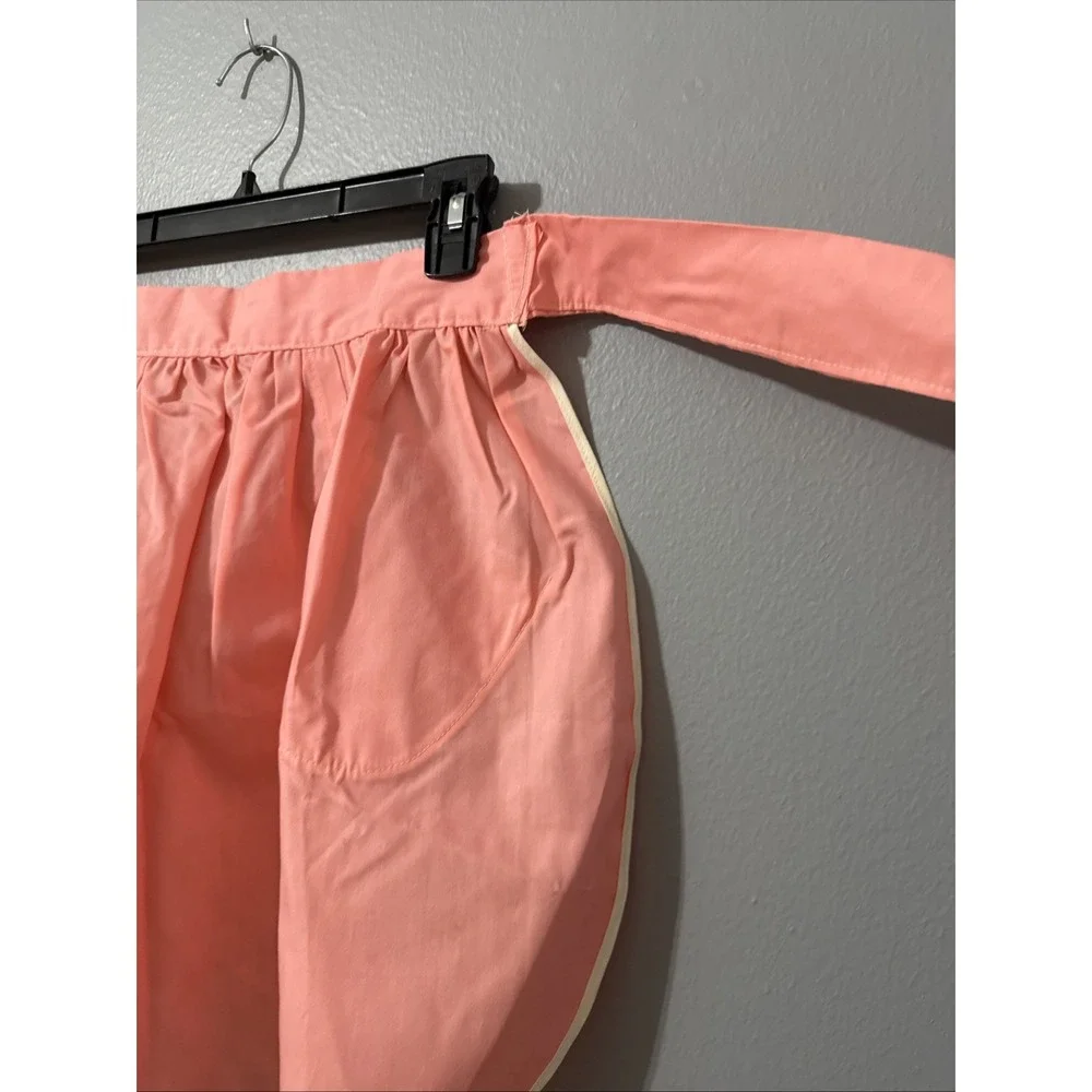 Vintage Handmade Half Apron Pink Tulip Hem Baking Cook Retro‎ 50s Pinup Tie MCM
